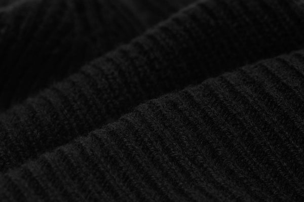 Black Cashmere Merino Wool Beanie